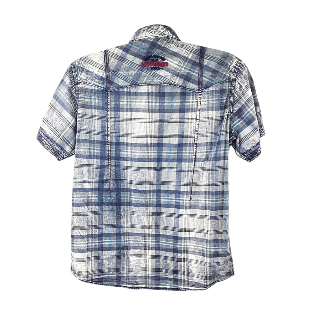 Buffalo David Bitton Men's Large Plaid Pearl Snap Short Sleeve Western Shirt - Picture 7 of 8
